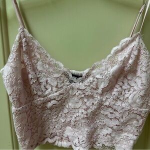 Express Lace Smocked Top in Soft Pink